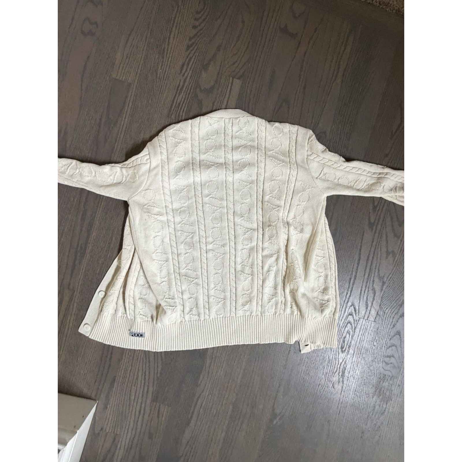 Pucci Junior Girls Cream Cable Knit Cardigan Sweater Size 12 Years Pu9a40 Nwt — image 6 of 8